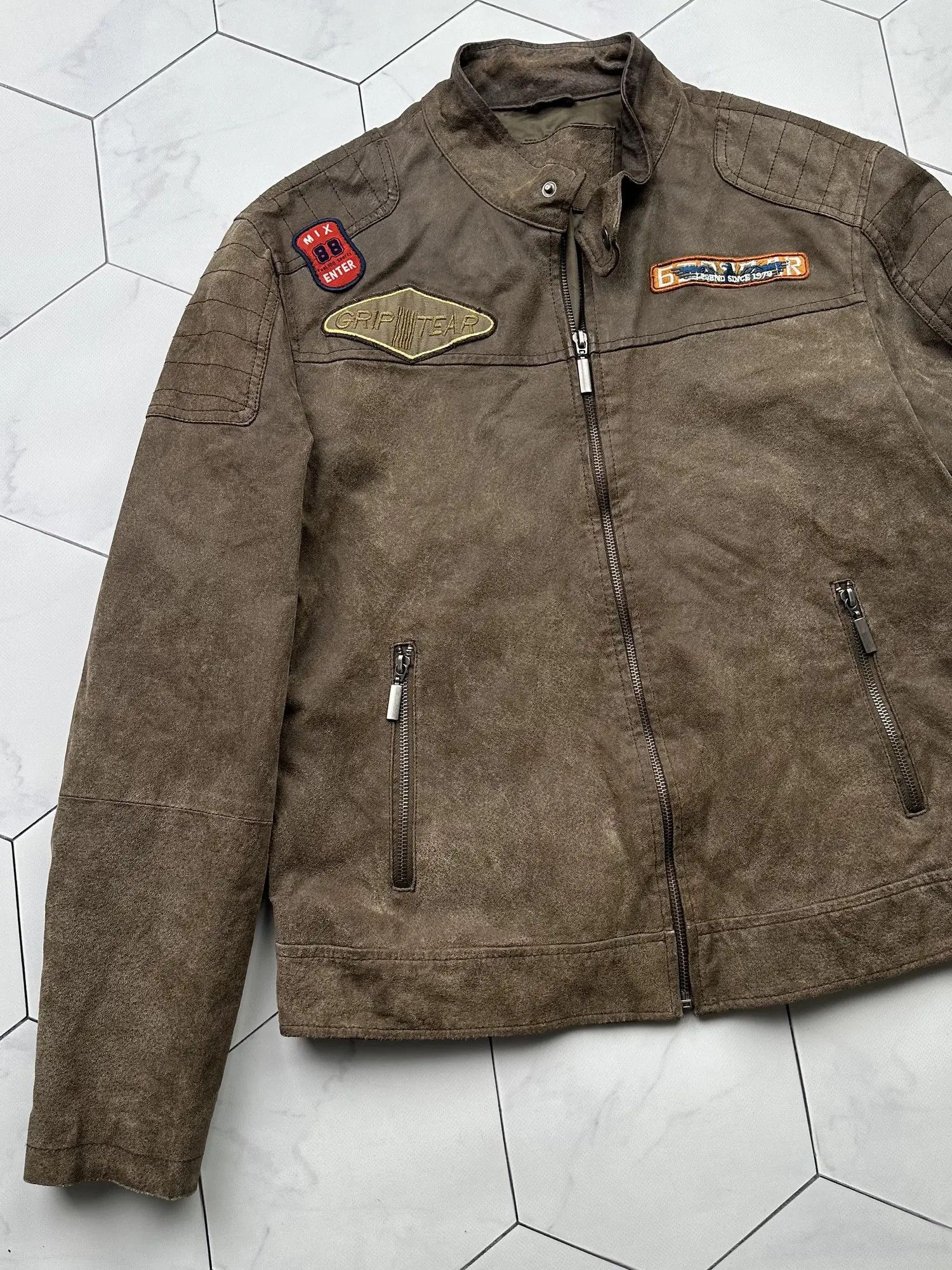 Japanese Brand Vintage Suede Leather Jacket Racing Style (B417)E2 Size US M / EU 48-50 / 2 - 2 Thumbnail