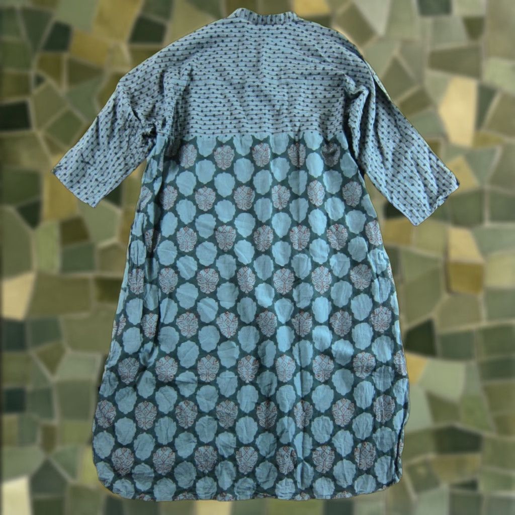 Market Market Place Handwork India Green Tunic Dress XS 3/4 Sleeve Pockets Floral Cotton Shirt Dress Womens Vintage? Size XS / US 0-2 / IT 36-38 - 1 Thumbnail
