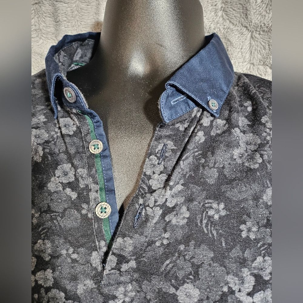Ted Baker Ted Baker Mens Polo Shirt Black Gray Floral 5 Large Size US L / EU 52-54 / 3 - 3 Thumbnail