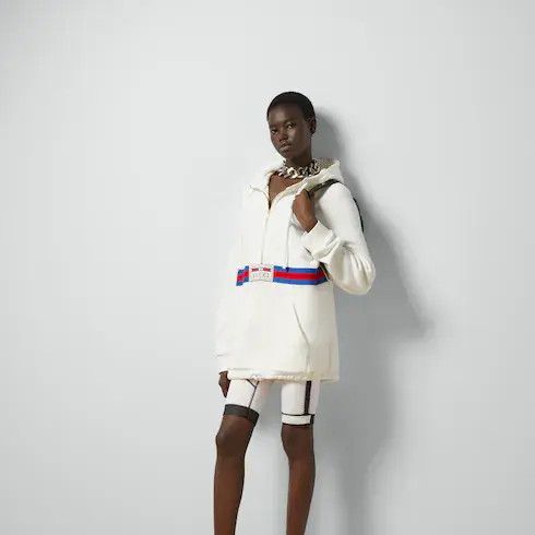Gucci o1la5ras0526 Cotton Jersey Sweatshirt With Web in White Size XXS / US 00 / IT 34 - 2 Thumbnail