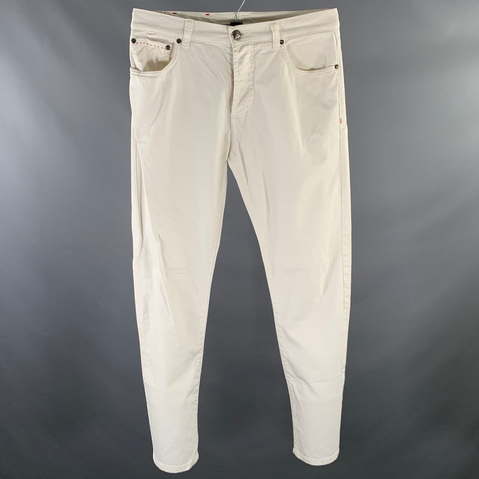 Isaia ISAIA Size 32 White Cotton Blend Straight Jeans Size US 32 / EU 48 - 1 Thumbnail