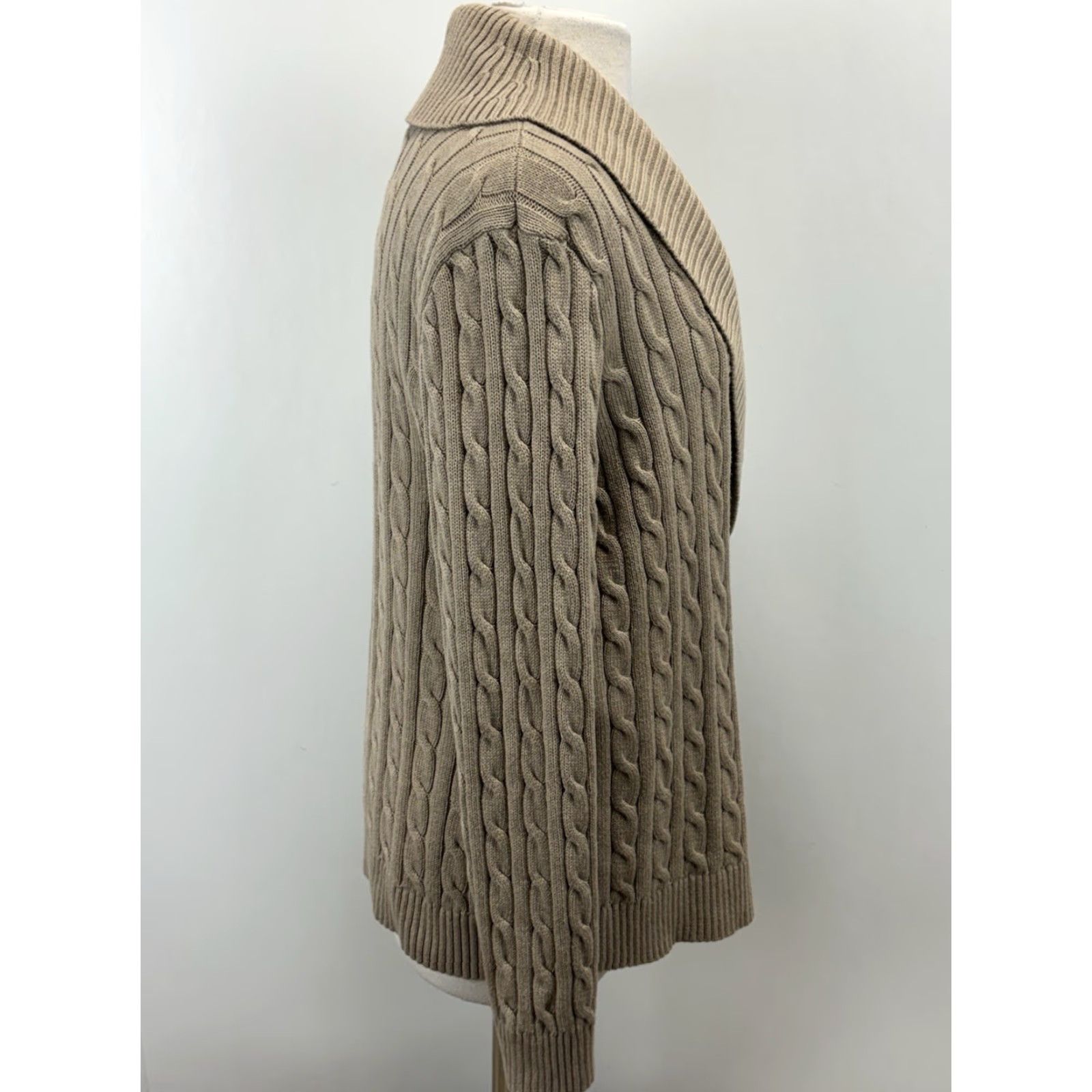 Ralph Lauren VINTAGE Lauren Ralph Lauren Cableknit Sweater Cardigan XL Women’s Tan/grey Buckle Preppy Size XL / US 12-14 / IT 48-50 - 4 Thumbnail