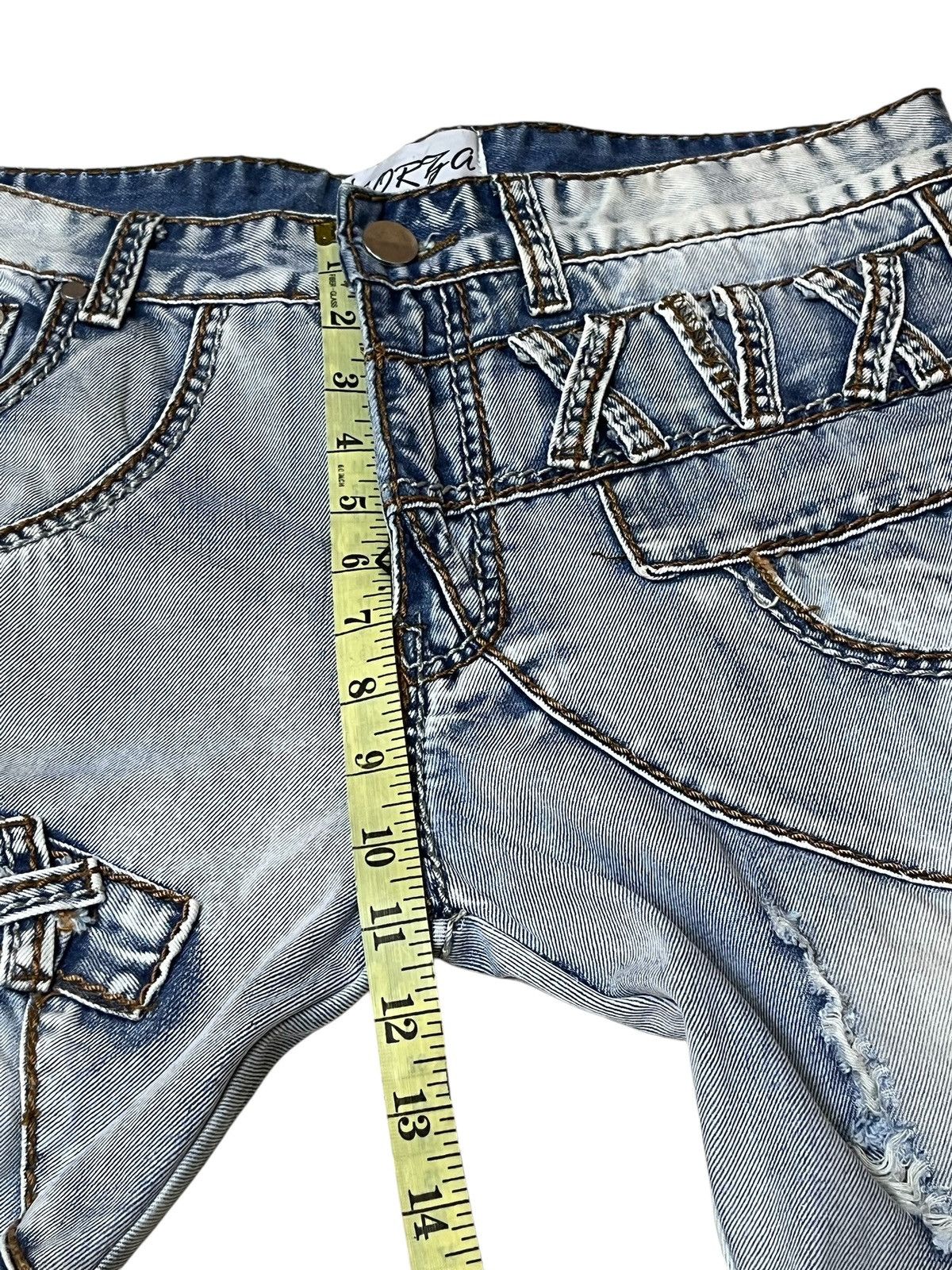 Japanese Brand SICK🔥JAPANESE BRAND FORZA DISTRESSED STYLE JEANS Size US 35 - 18 Thumbnail