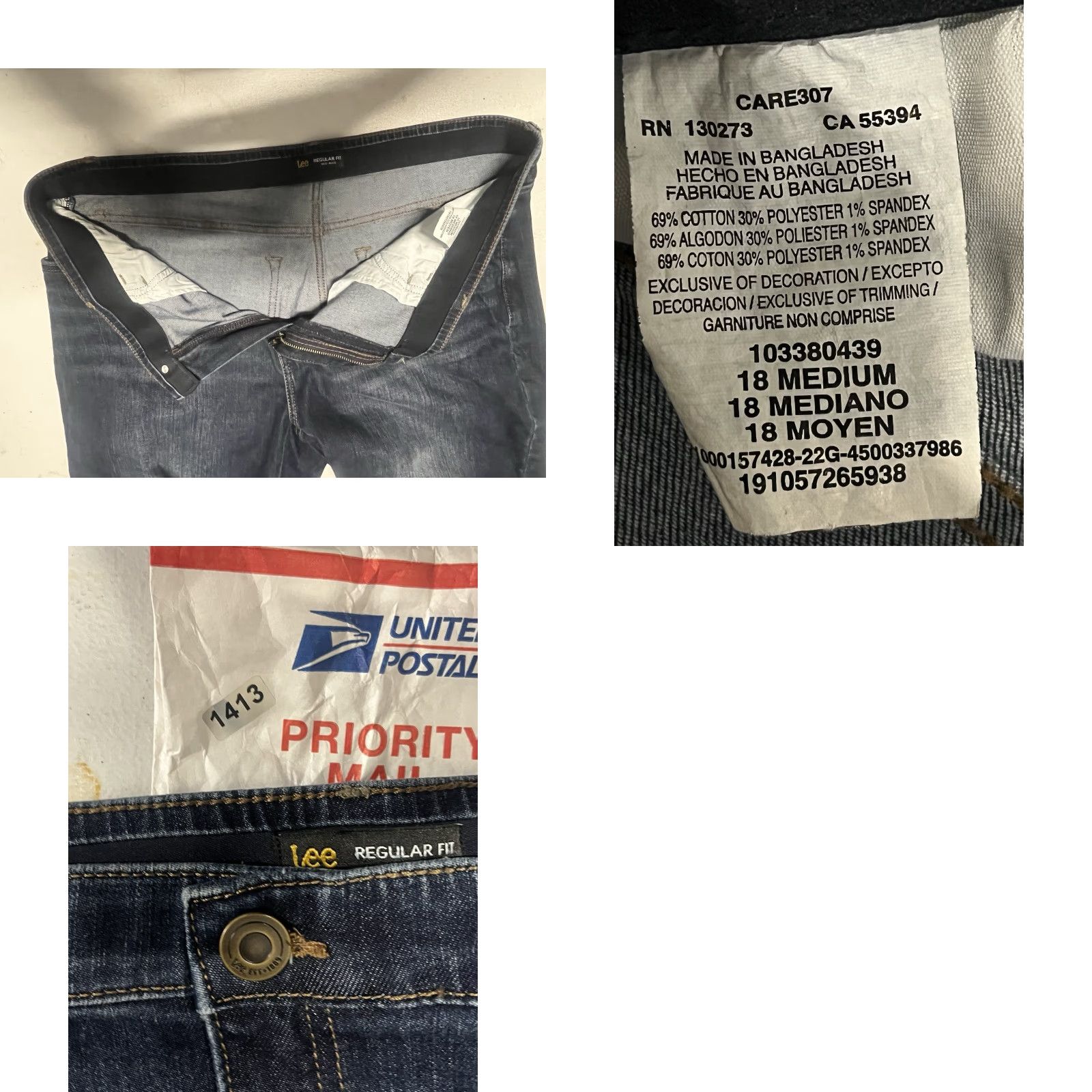 Lee Lee Jeans Capri Jeans Womens 18M Blue Dark Wash Cropped Stretch Denim Plus Size High Rise 21in Inseam Pockets Size 40" / US 18 - 8 Thumbnail