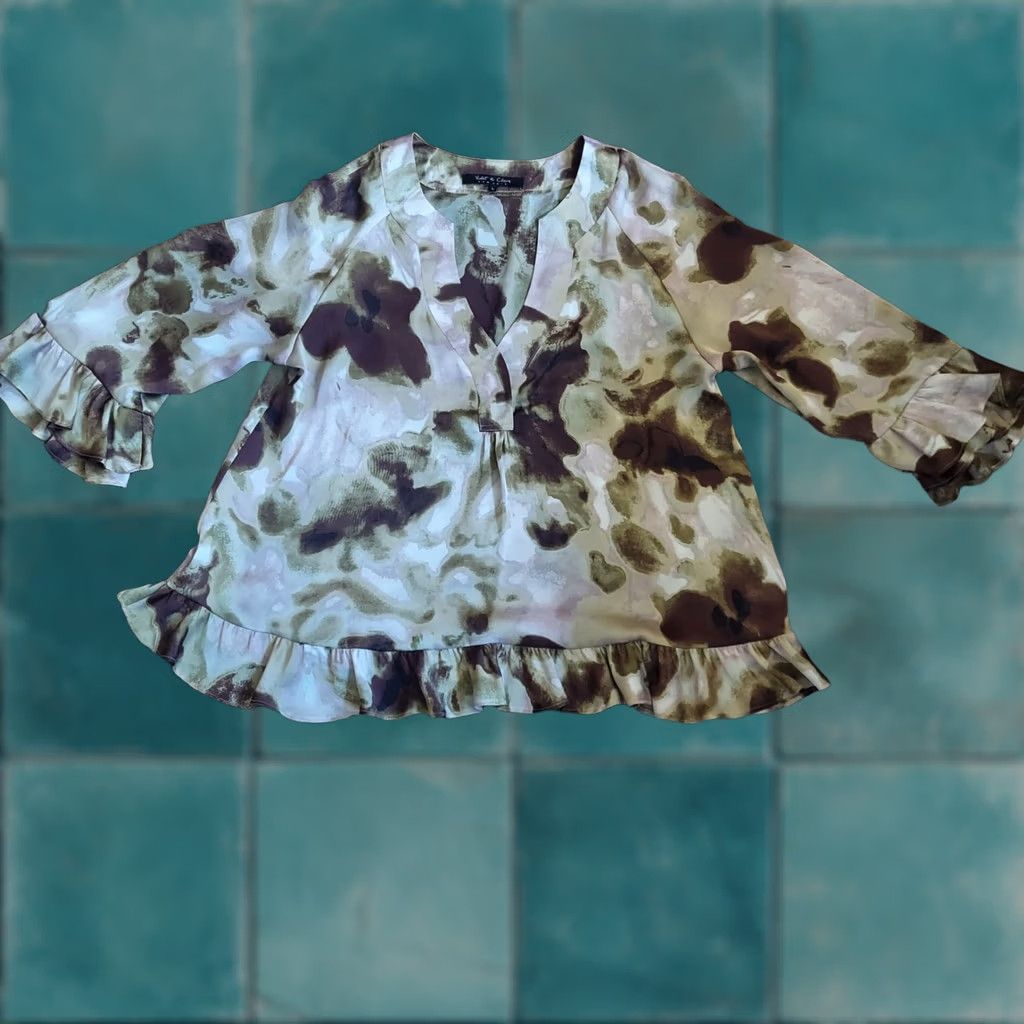 Sea New York Violet & Claire New York Women's Tye Die V Neck Blouse - 100% Polyester - Size L Size L / US 10 / IT 46 - 1 Thumbnail