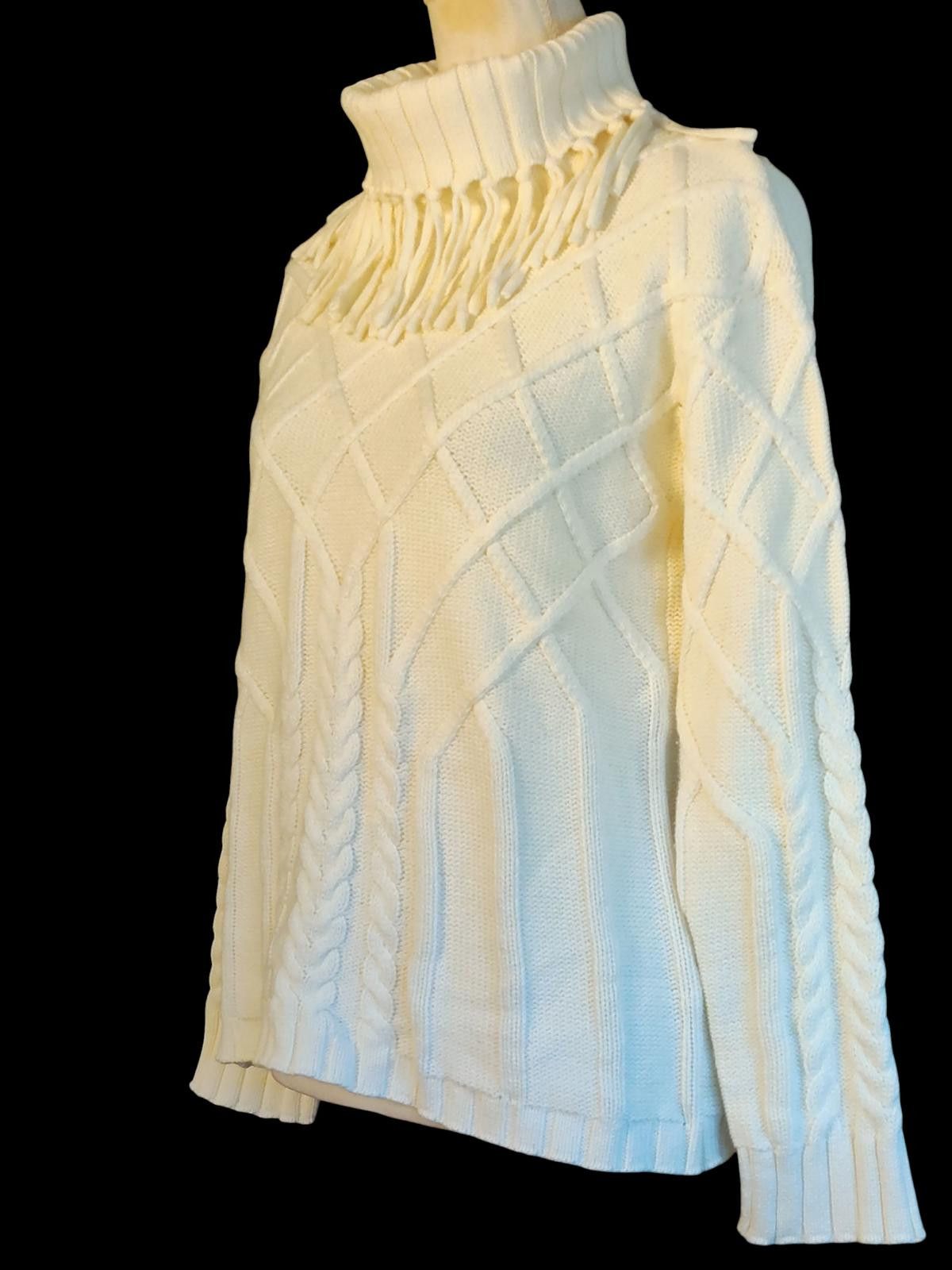 Other Draper's & Damons Women's Cream Knit Turtleneck Sweater Size M / US 6-8 / IT 42-44 - 5 Thumbnail