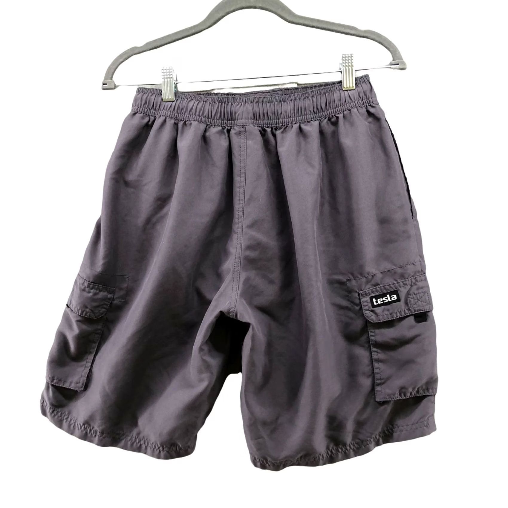 Vintage Tesla Mens Swim Trunks S Gray Lined 9" Inseam Trunks Beach Swimming Bottoms Size US 29 - 2 Thumbnail