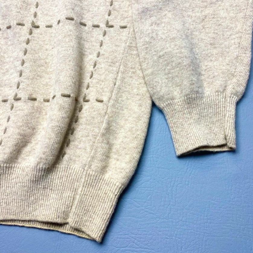 Vintage VINTAGE Gatto Knit Sweater Mens XL Lambswool Blend Tan Brown Squares Crew Neck 8152 Size US XL / EU 56 / 4 - 4 Thumbnail