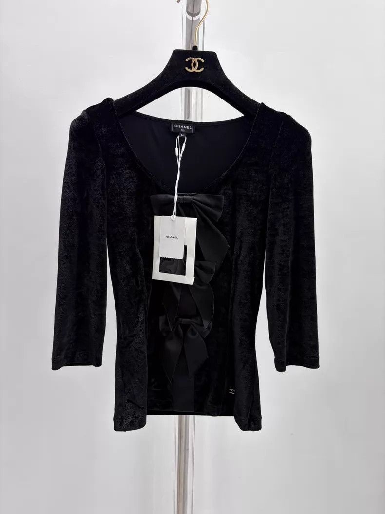 Chanel Chanel Hidden black velvet bow short sleeves Size XXS / US 00 / IT 34 - 2 Thumbnail