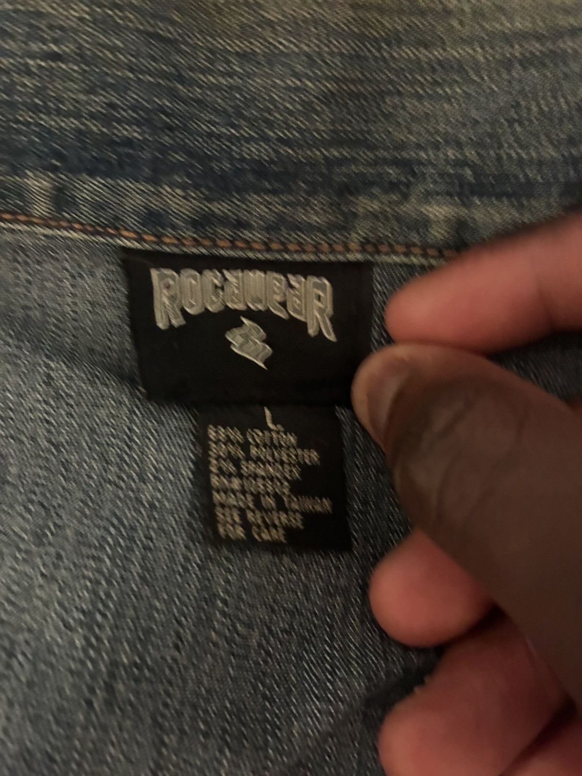 Rocawear Rocawear blue denim jacket with studs and patches. Size L Size US L / EU 52-54 / 3 - 3 Thumbnail