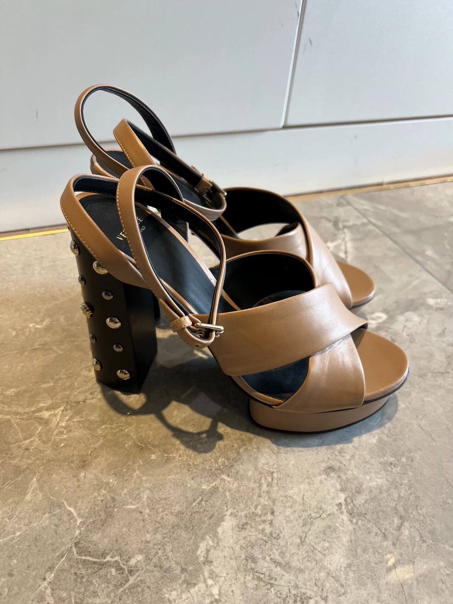 Versace Versace Leather High-Heel Sandals Size US 6 / IT 36 - 1 Thumbnail