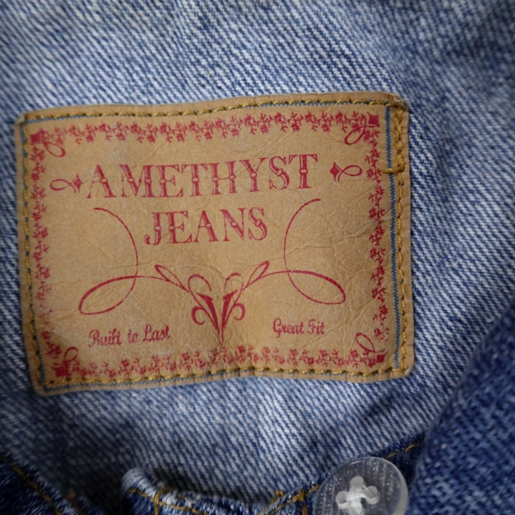Denime Amethyst Jacket Womens M Blue Denim Faded Distressed Patchwork Biker Shirt Size 32" / US 10 / IT 46 - 5 Thumbnail