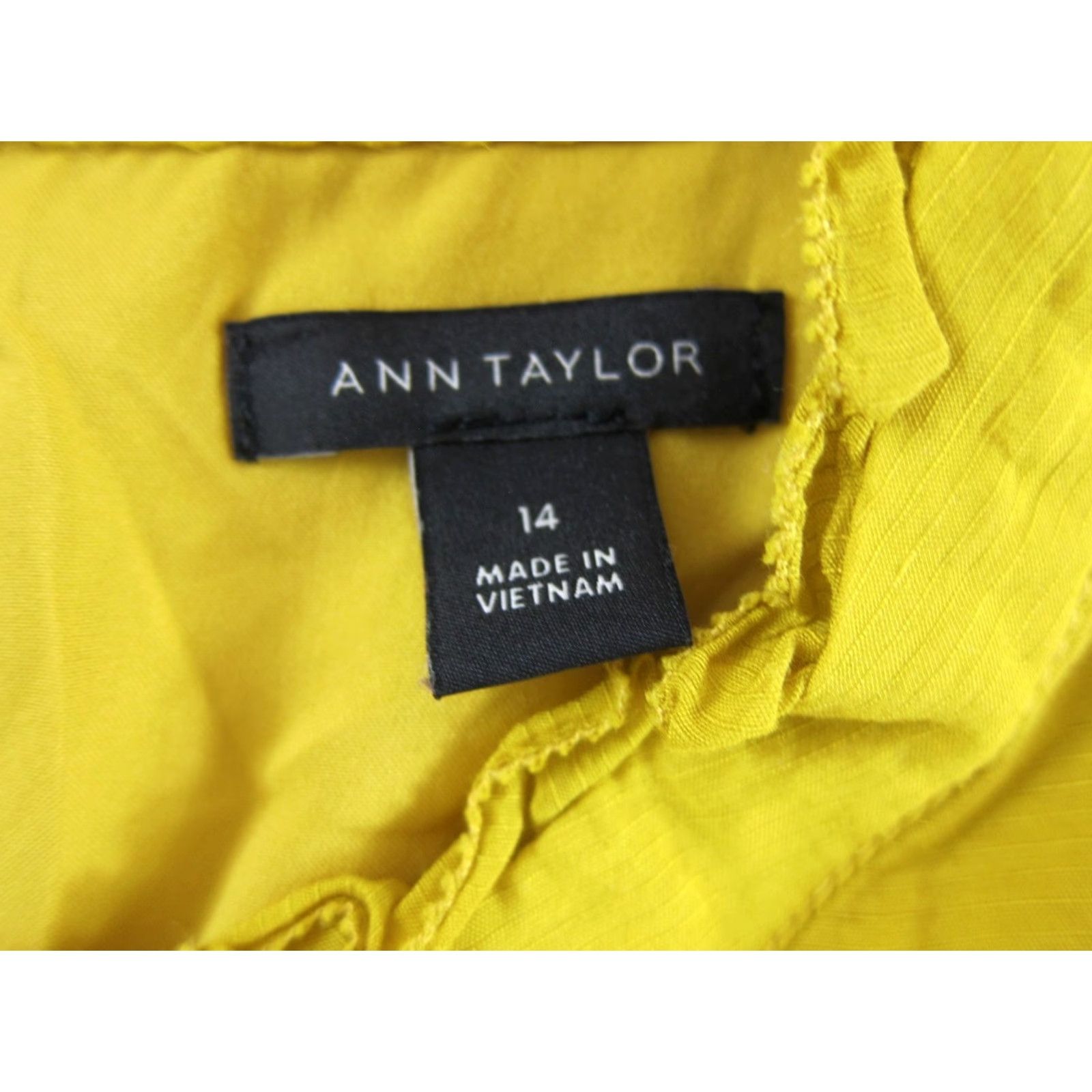Ann Taylor ANN TAYLOR Tunic Smock Dress Shirt 14 Yellow Linen Rayon Lined Knee Length - Size XL / US 12-14 / IT 48-50 - 3 Thumbnail