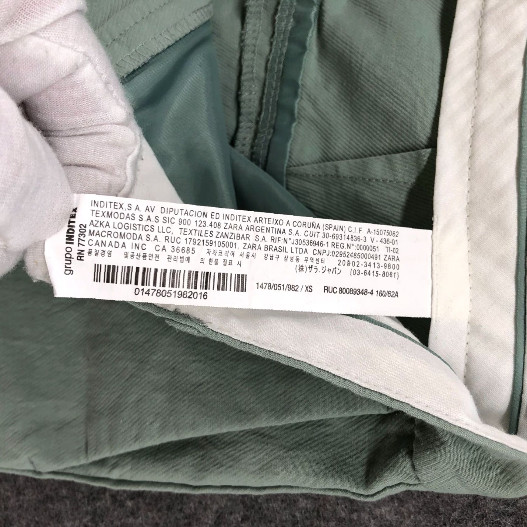 Zara ZARA Womens High Rise Cropped Chino Pants Size XS Sage Green Straight Size 26" / US 2 / IT 38 - 7 Thumbnail
