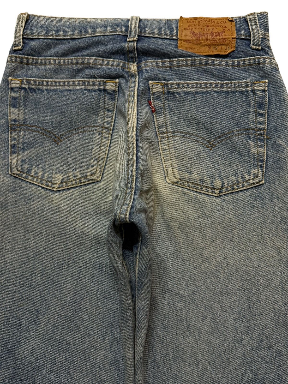 Levi's Vintage 90s Levis 510 Blue Faded Mud Wash Distressed Jeans Size US 28 / EU 44 - 4 Thumbnail