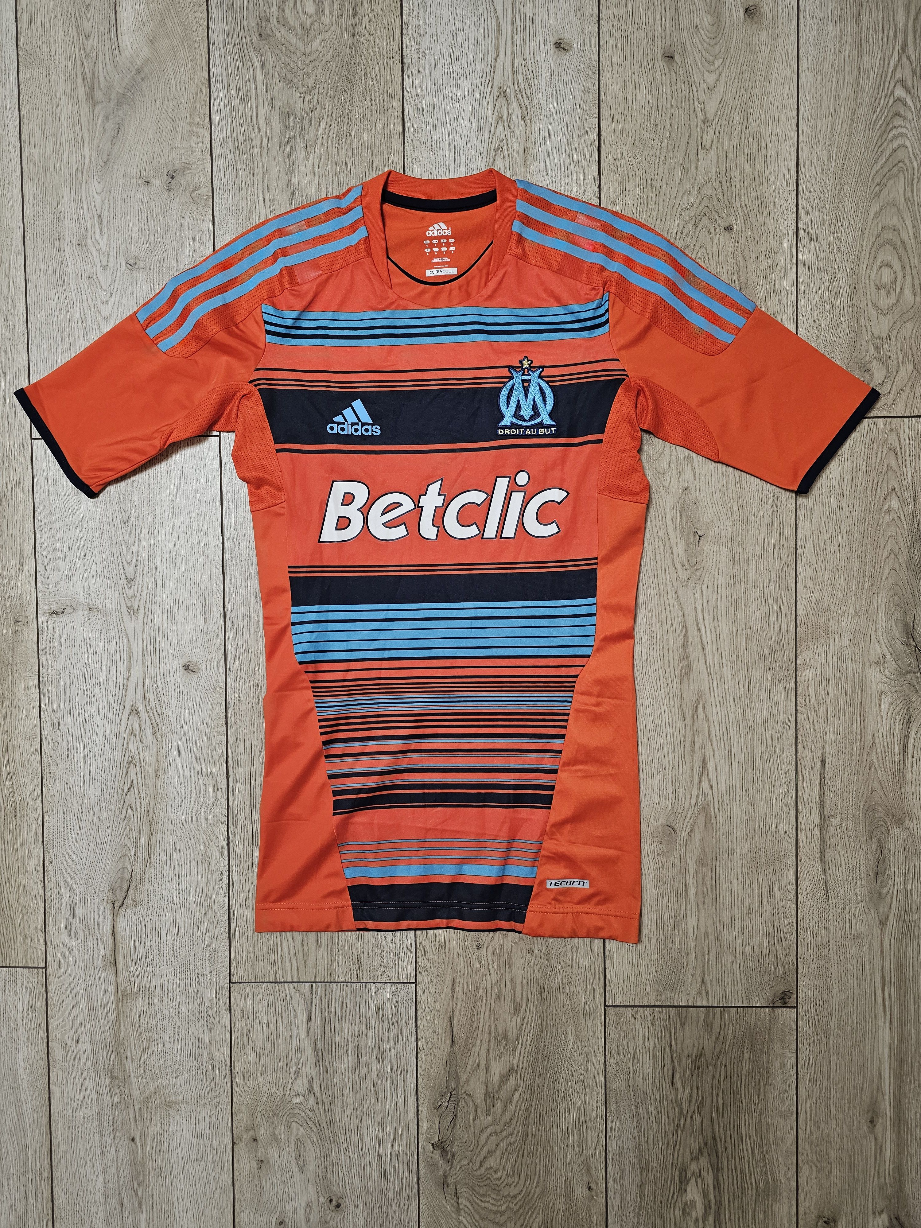 image of Adidas x Jersey Olympique Marseille 2011 2012 Third Playel Issue Football in Orange (Size Small)