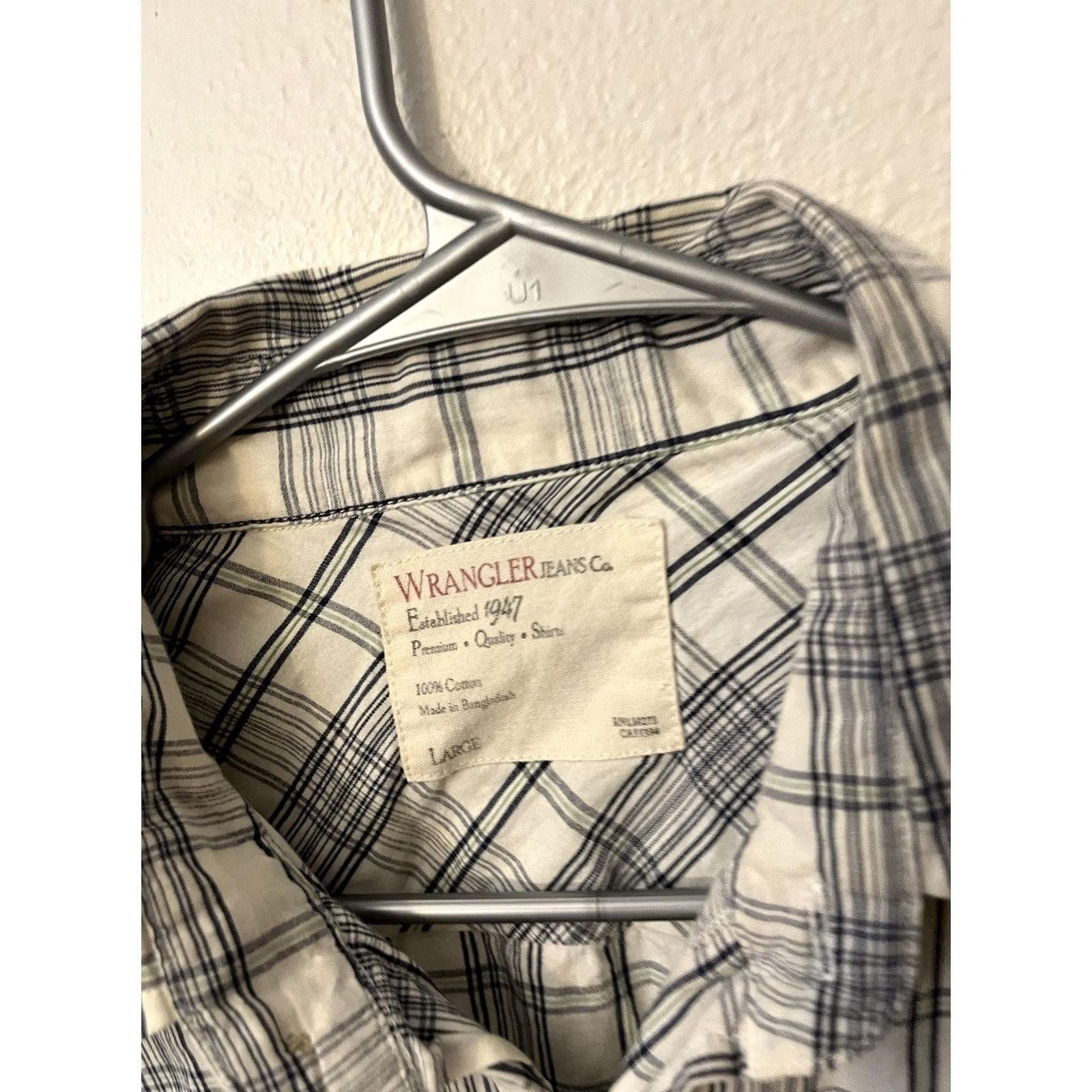 Wrangler Wrangler Jeans Co. Mens Button Up Shirt Casual Long Sleeve Blue Plaid Large Size US L / EU 52-54 / 3 - 2 Thumbnail