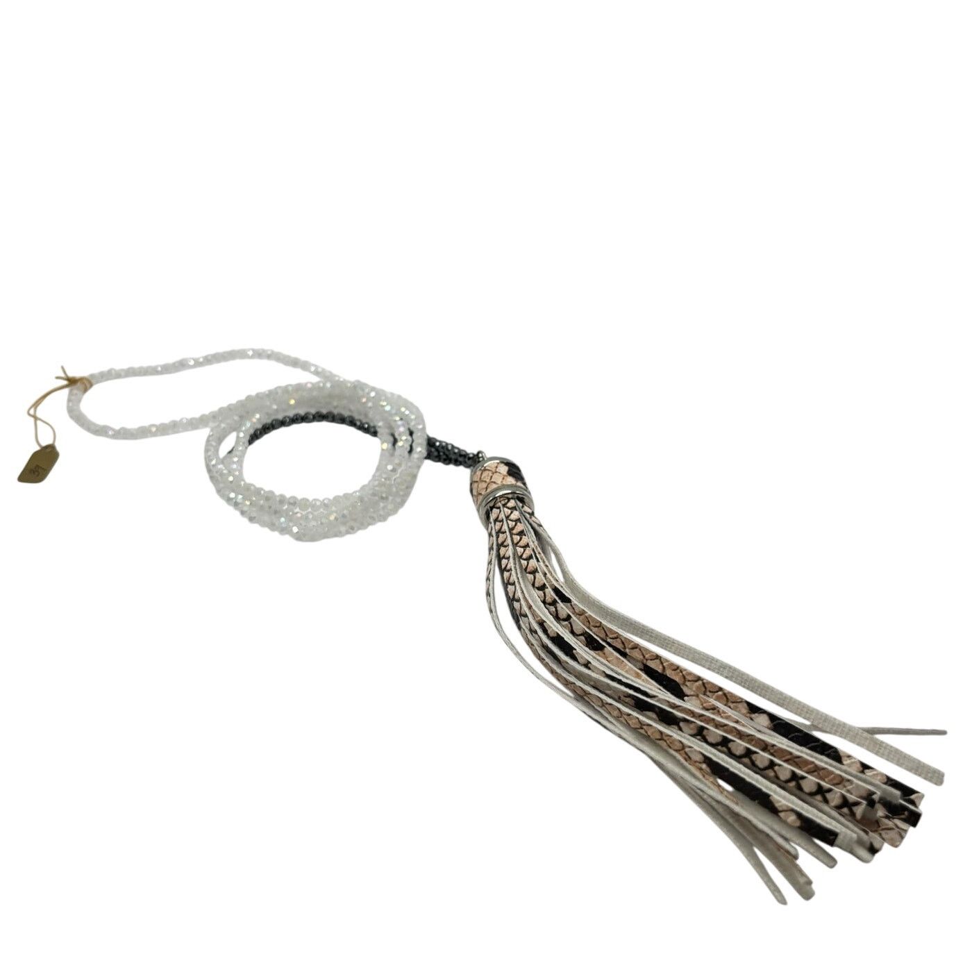 Other Beige Faux Snakeskin Tassel Necklace Size ONE SIZE - 2 Thumbnail