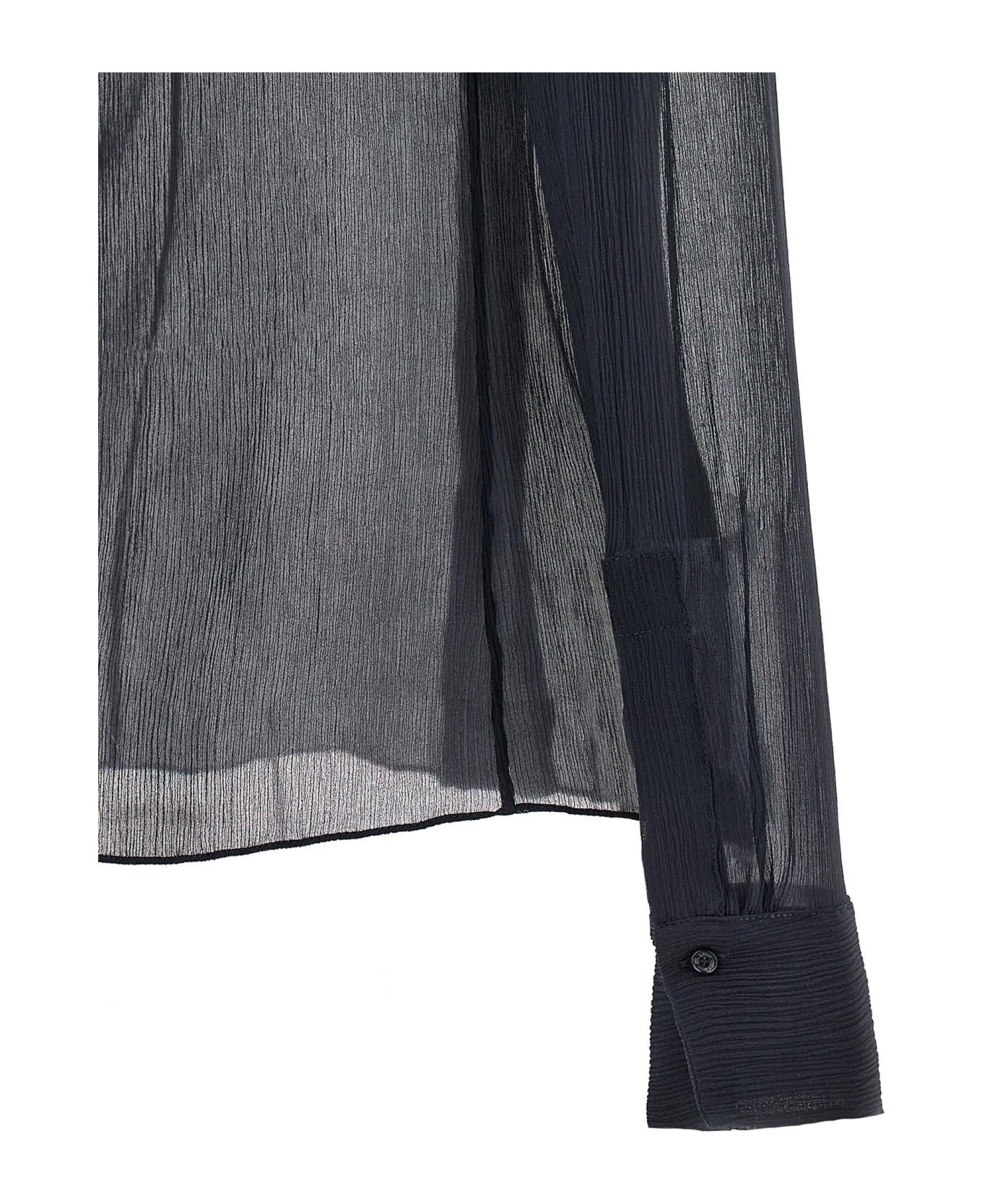 Chloe o1y0825 Silk Shirt in Navy Blue Size M / US 6-8 / IT 42-44 - 4 Thumbnail