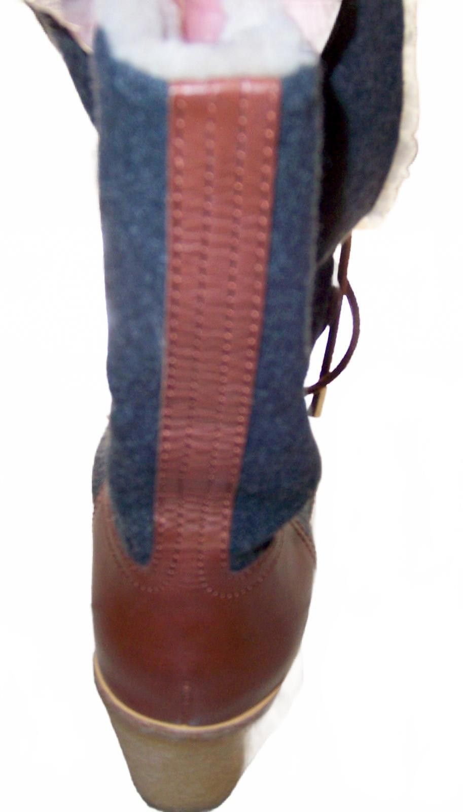 Tory Burch Tory Burch Marley Flannel Wedge Boot -9.5M- Blue Denim/Brown Size US 9.5 / IT 39.5 - 8 Thumbnail