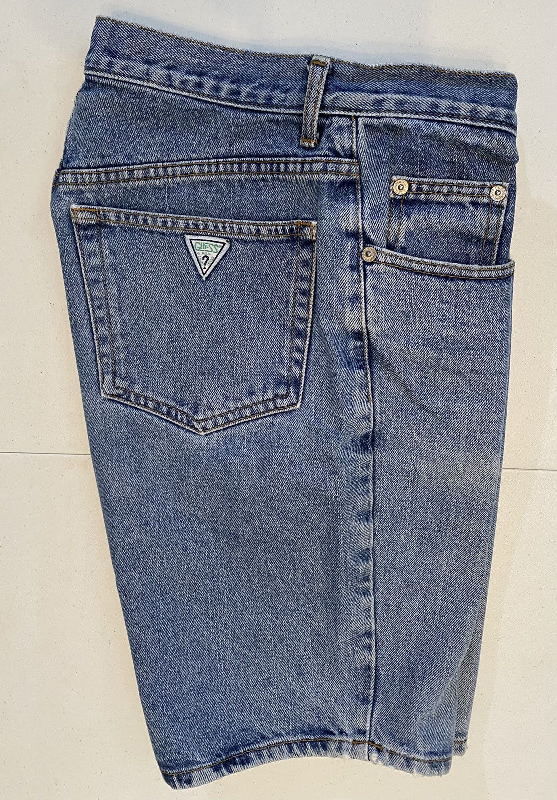 Guess Vtg 90’s Guess Denim Shorts Green Triangle Made in USA 29 Size US 29 - 3 Thumbnail