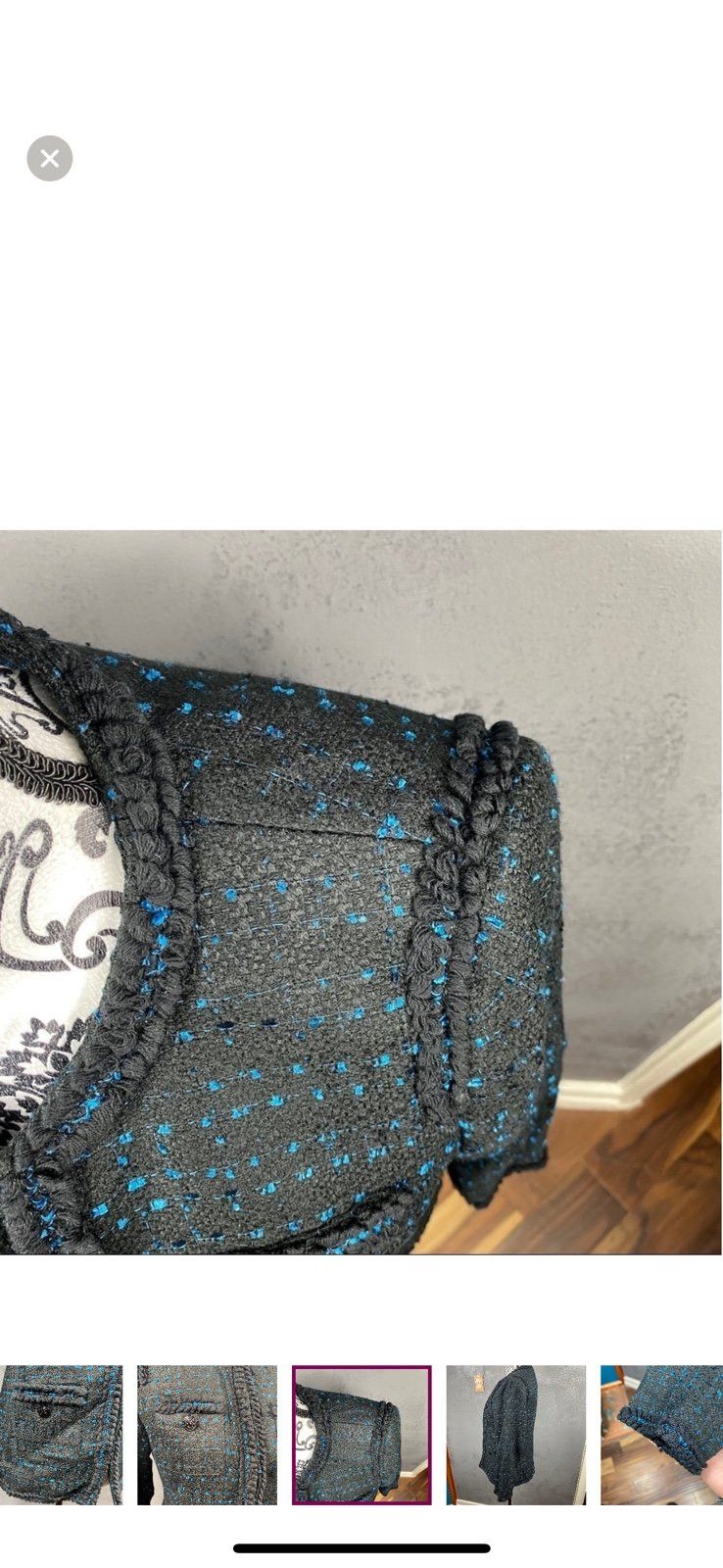 Anne Klein ANNE KLEIN Black and blue Ruffled Blazer Work ready Jacket. Size L / US 10 / IT 46 - 6 Thumbnail