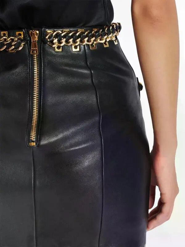 Balmain o1s1wg111225 Chain-Detail Mini Skirt in Black Size 27" / US 4 / IT 40 - 5 Thumbnail