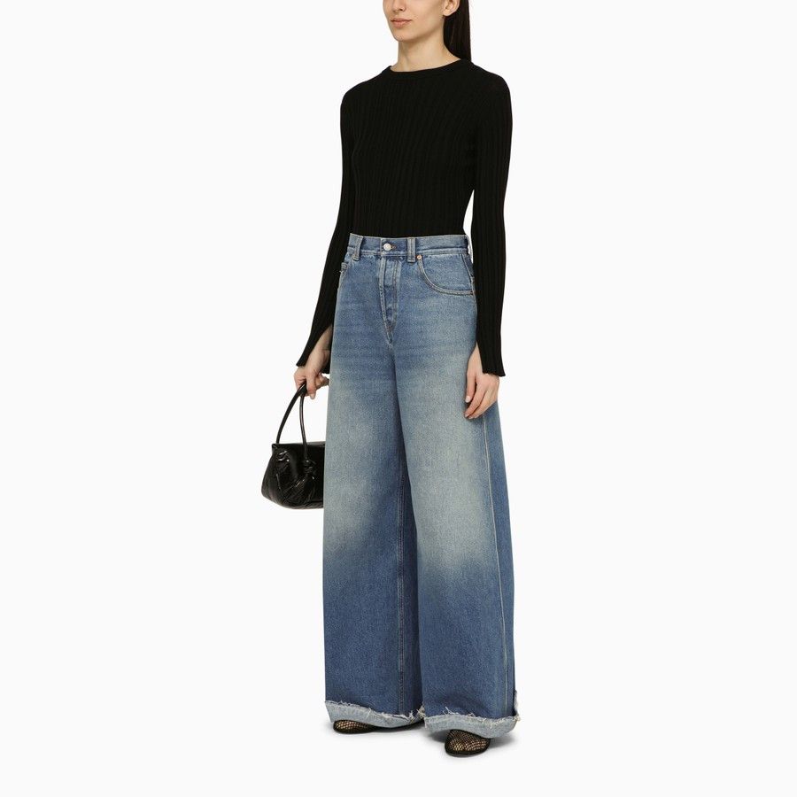 Loulou de Saison o1d2blof0824 Silk Blend Crew-Neck Sweater in Black Size M / US 6-8 / IT 42-44 - 2 Thumbnail