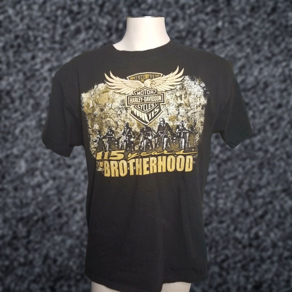 Harley Davidson Harley-Davidson T-Shirt Mens Large Black 115 Years Brotherhood Clermont FL 2017 Graphic Print Crew Neck Short Sleeve Shirt Mens Size US L / EU 52-54 / 3 - 1 Thumbnail