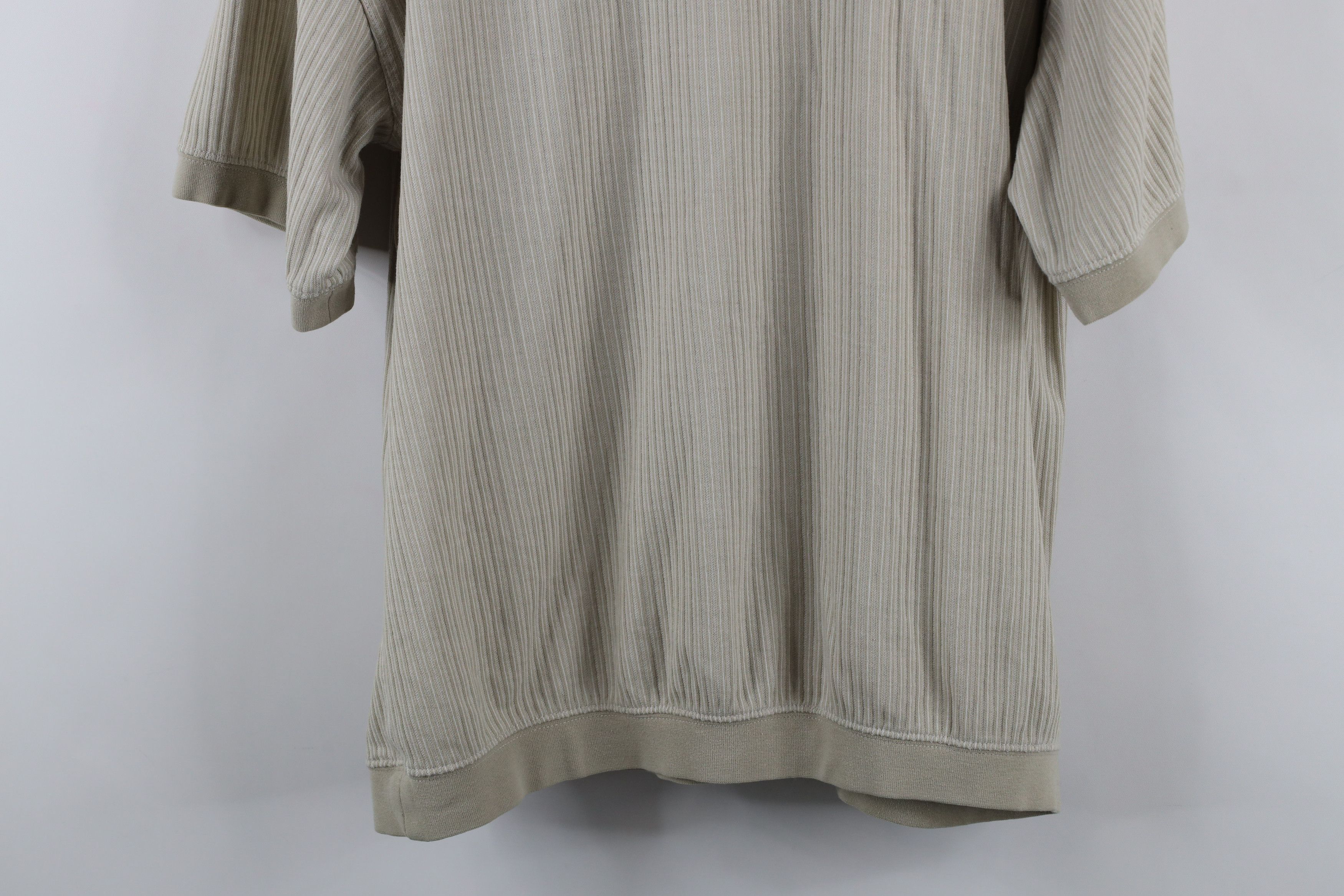 Vintage Vintage 90s Streetwear Ribbed Knit Pullover Polo Shirt Beige Size US L / EU 52-54 / 3 - 9 Thumbnail