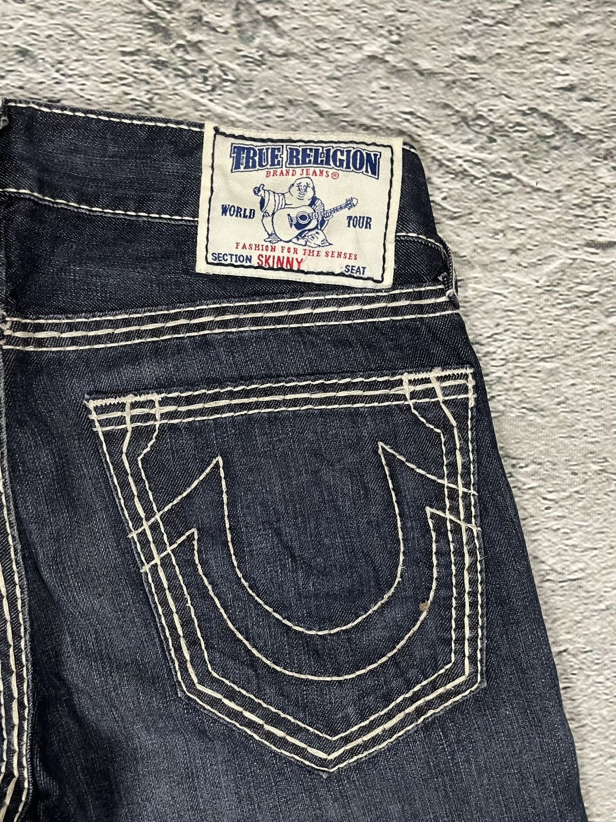 True Religion True Religion jeans navy blue white stitching straight Y2K Size US 31 - 3 Thumbnail