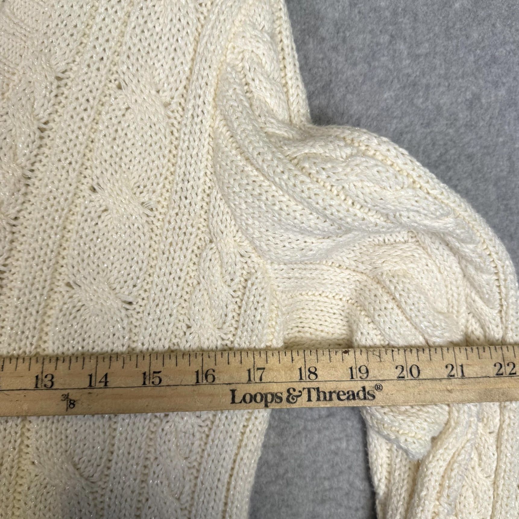 Ralph Lauren VINTAGE Lauren Ralph Lauren Pullover Sweater Shirt Womens L White Cable Knit Large Size L / US 10 / IT 46 - 3 Thumbnail