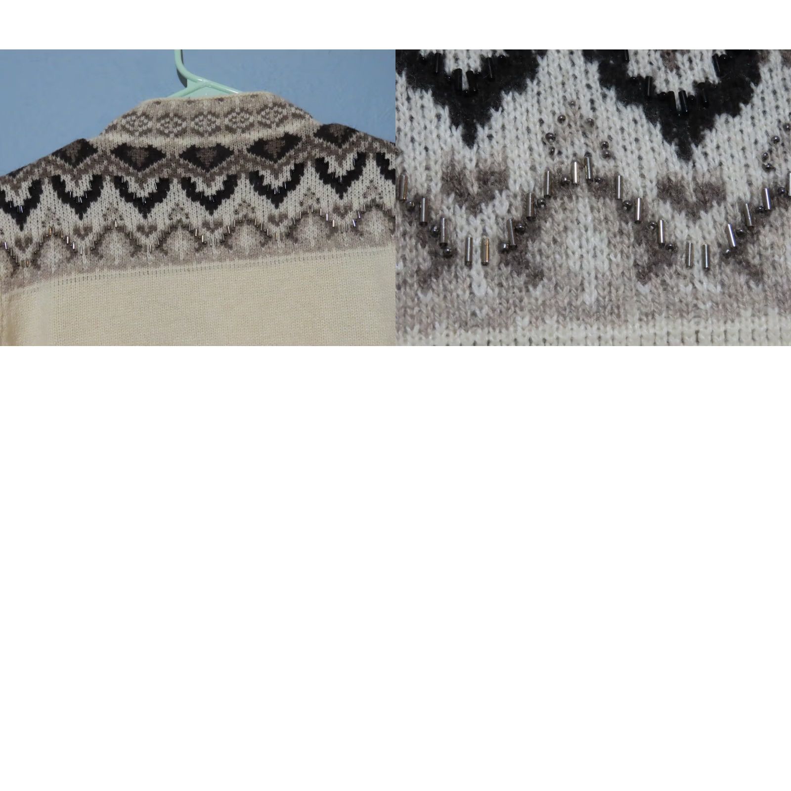 Coldwater Creek Coldwater Creek Sweater Womens L Nordic Beaded Crewneck Buttoned Knit Ivory Size L / US 10 / IT 46 - 8 Thumbnail