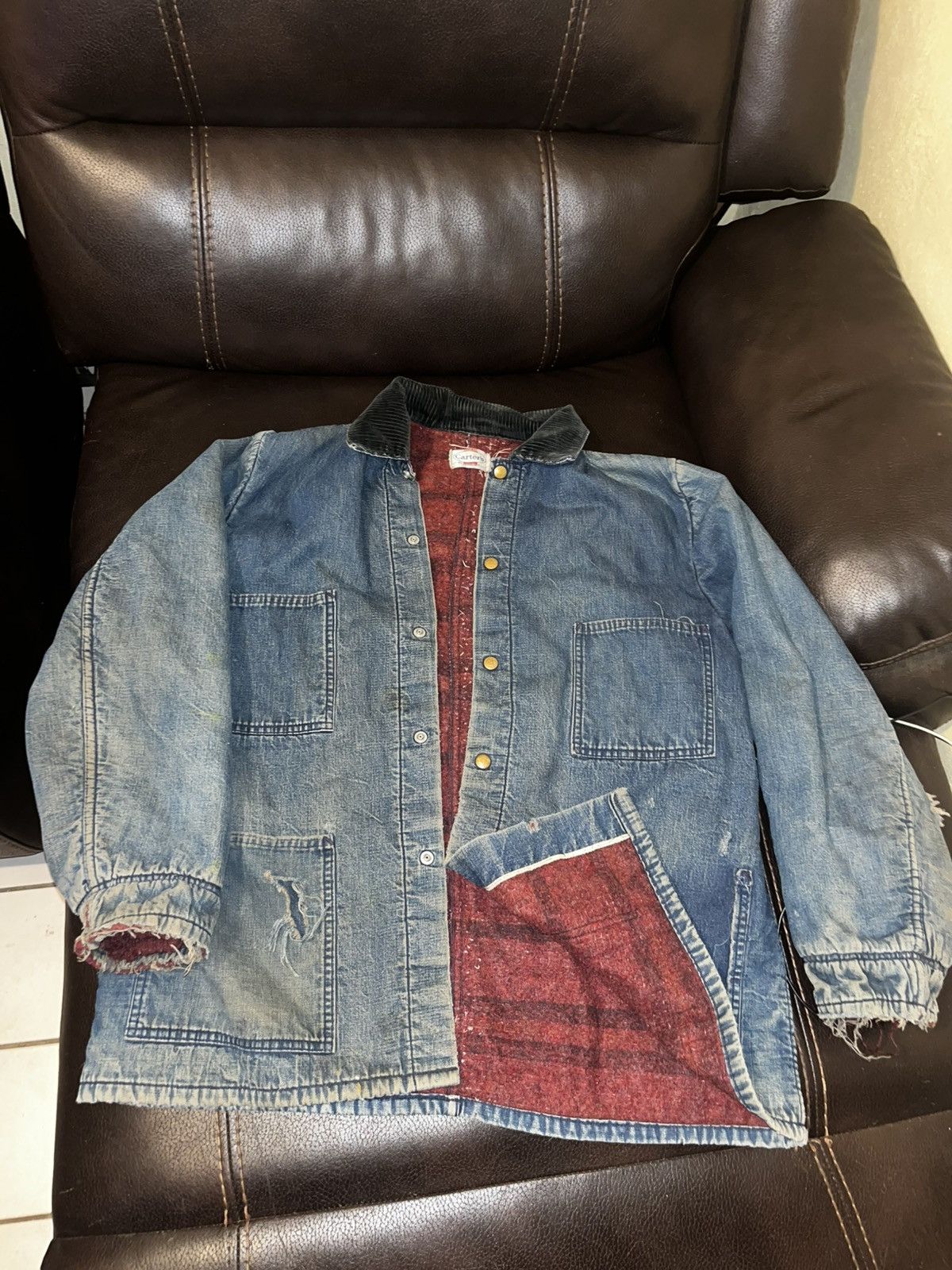 Other 60s Carters Selvedge Denim Distressed Chore Coat Size US XL / EU 56 / 4 - 1 Thumbnail