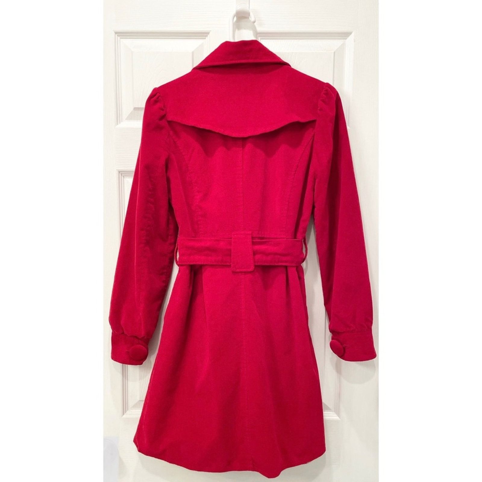 Other Vintage Heart Lined Red Velour Coat Size M / US 6-8 / IT 42-44 - 2 Thumbnail
