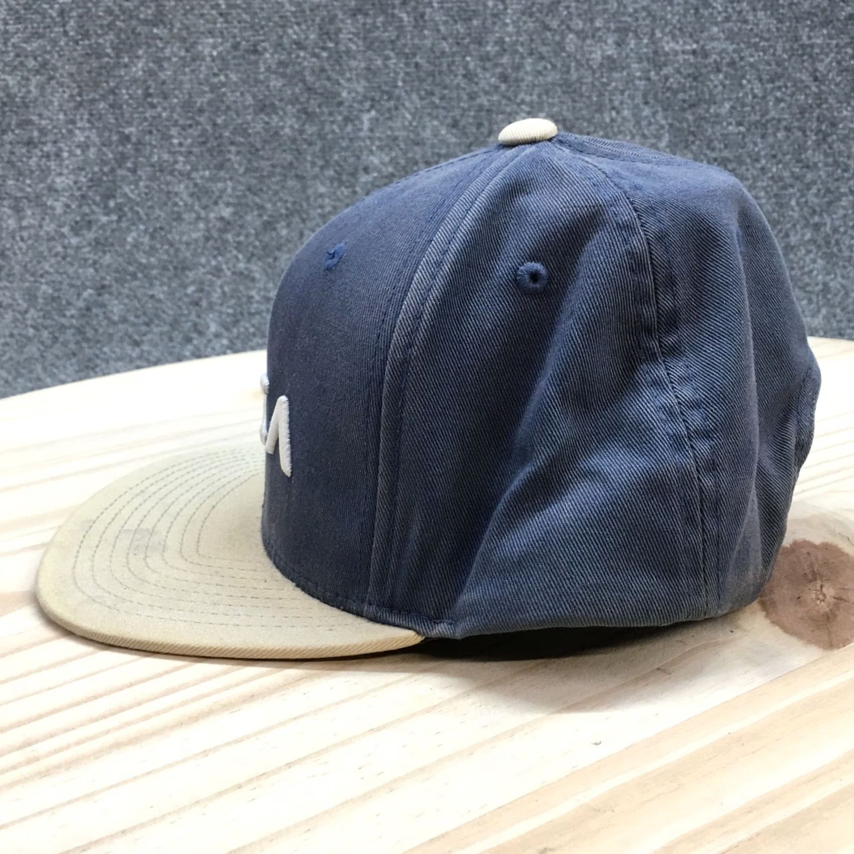 RVCA RVCA Snapback Cap Hat Mens One Size Blue Beige Cotton Adjustable Flat Brim Size ONE SIZE - 4 Thumbnail