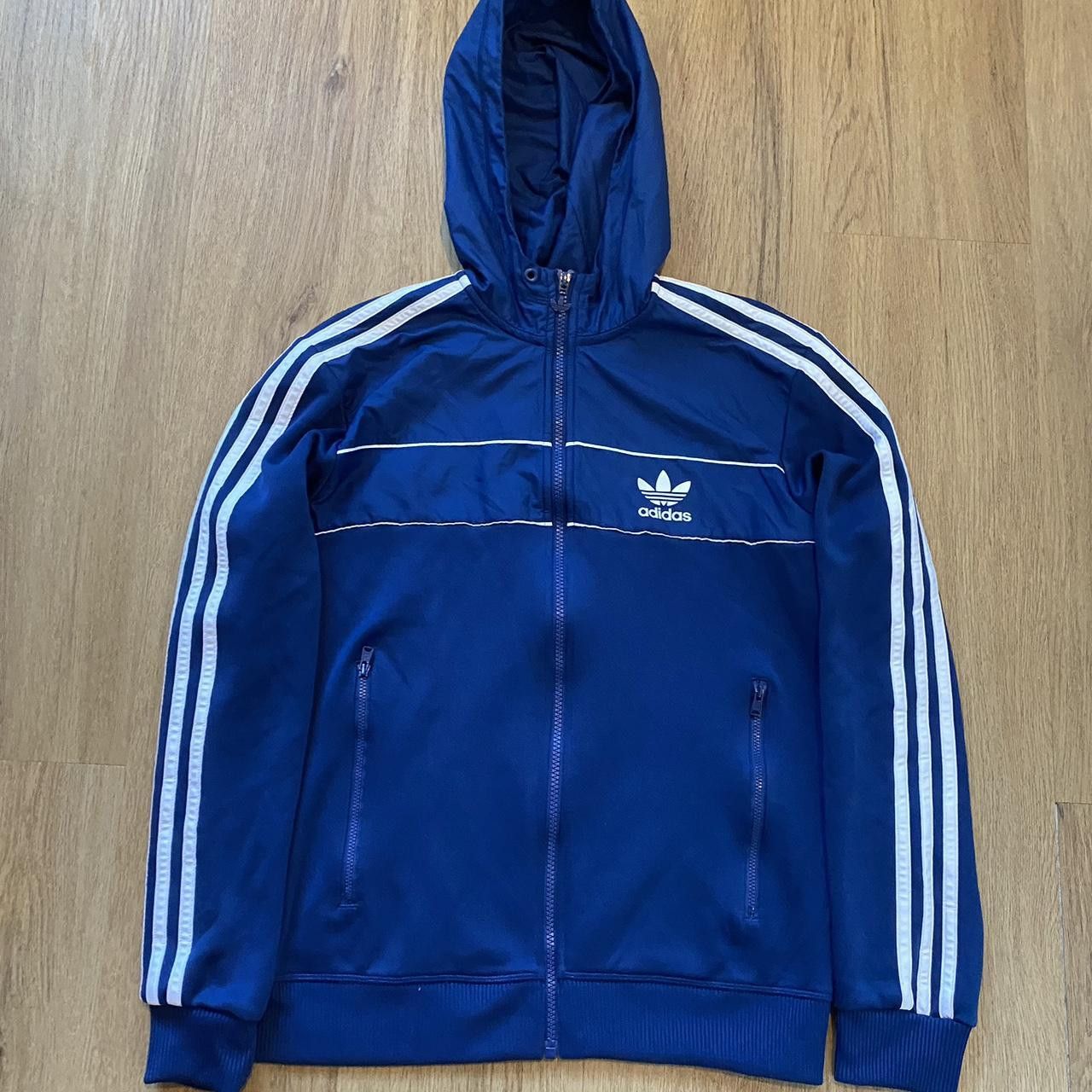 Adidas Adidas blue and white hooded jacket Sportswear Streetwear Size US S / EU 44-46 / 1 - 1 Thumbnail