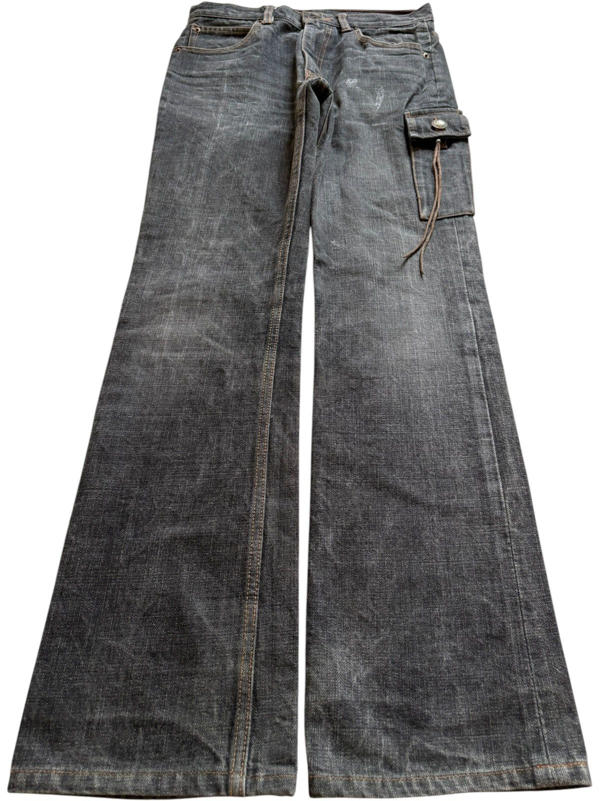 Designer × Japanese Brand Vintage Japanese Brand Cargo Faded Wash Flare Jeans Size US 29 - 1 Thumbnail