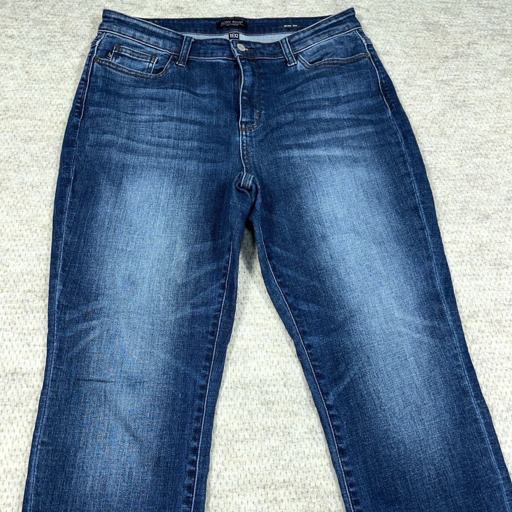 Vintage Judy Blue Jeans Women 15 32 Slim Fit Straight Leg Dark Wash High Rise Faded Size 24" / US 00 / IT 34 - 4 Thumbnail
