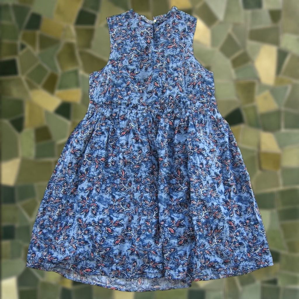 Lucky Brand Lucky Brand 100% Cotton Blue Pink Floral Sleeveless High Neck Sun Dress Small Vintage Women Dress Size S / US 4 / IT 40 - 1 Thumbnail