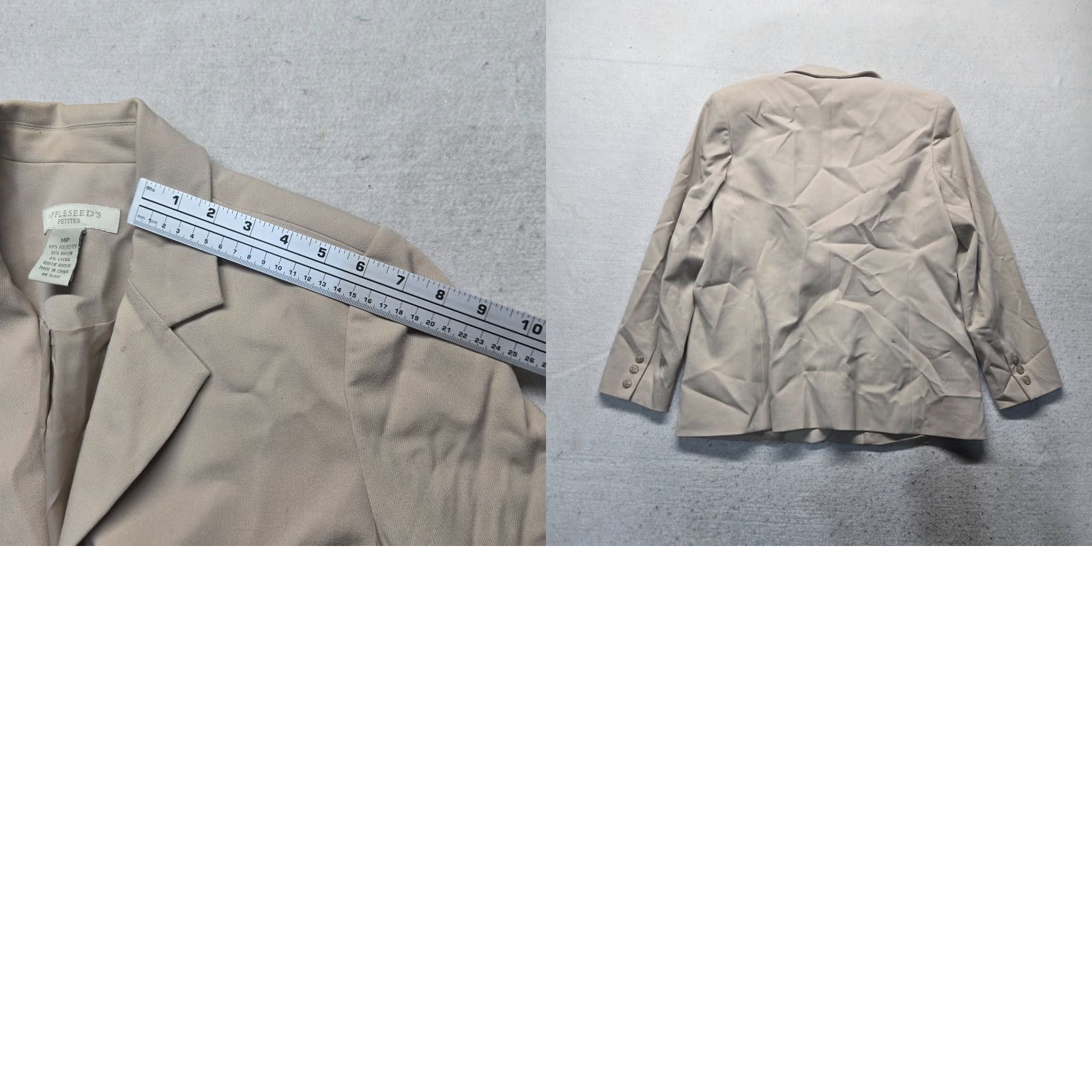 Vintage Appleseed's Jacket Women 14P Petite Tan Beige Coat Short 3/4 Sleeve Business Casual Brown Cotton Blend Lining Polyester Vintage No Size XL / US 12-14 / IT 48-50 - 8 Thumbnail