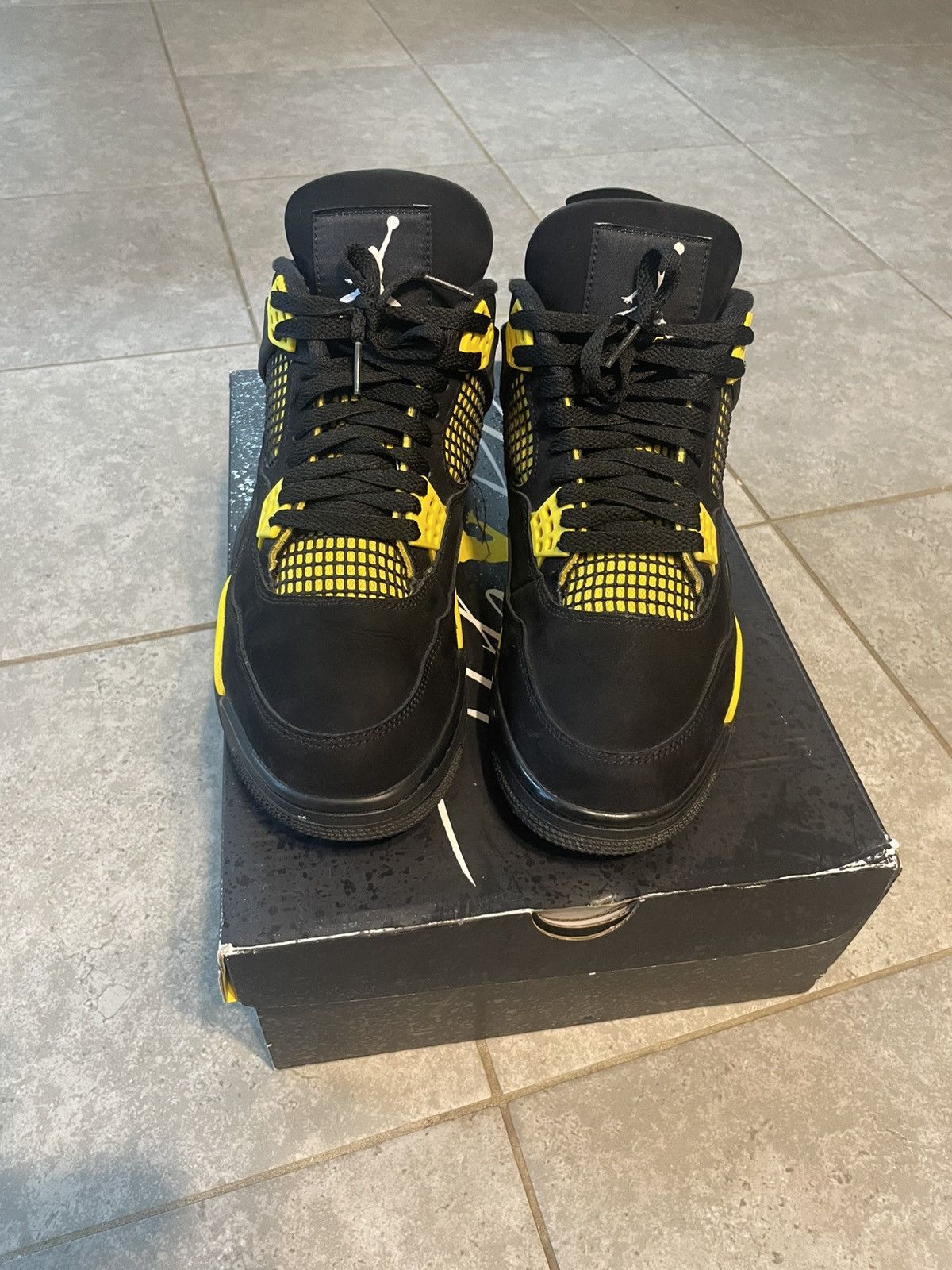 Jordan Brand Black and Yellow “Thunder” Jordan 4s Size US 9.5 / EU 42-43 - 1 Thumbnail