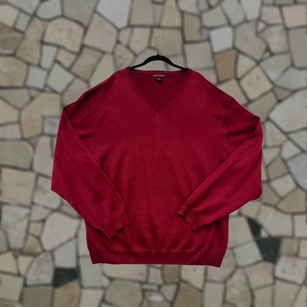 Vintage Linea Uomo Sweater Unisex Adults 4X V-Neck Red Wool Acrylic Pullover Size US XXL / EU 58 / 5 - 1 Thumbnail