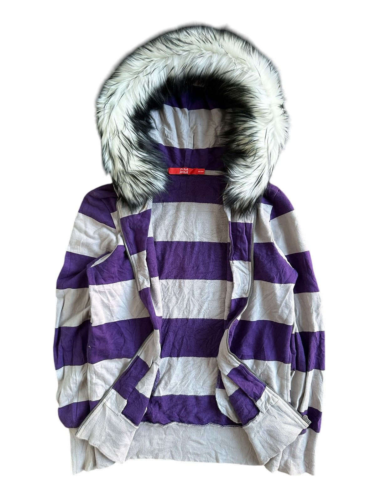 Hysteric Glamour AMPM BIG STRIPED Zip Fur HOODIE IFSIXWASNINE LGB STYLE Size S / US 4 / IT 40 - 6 Thumbnail