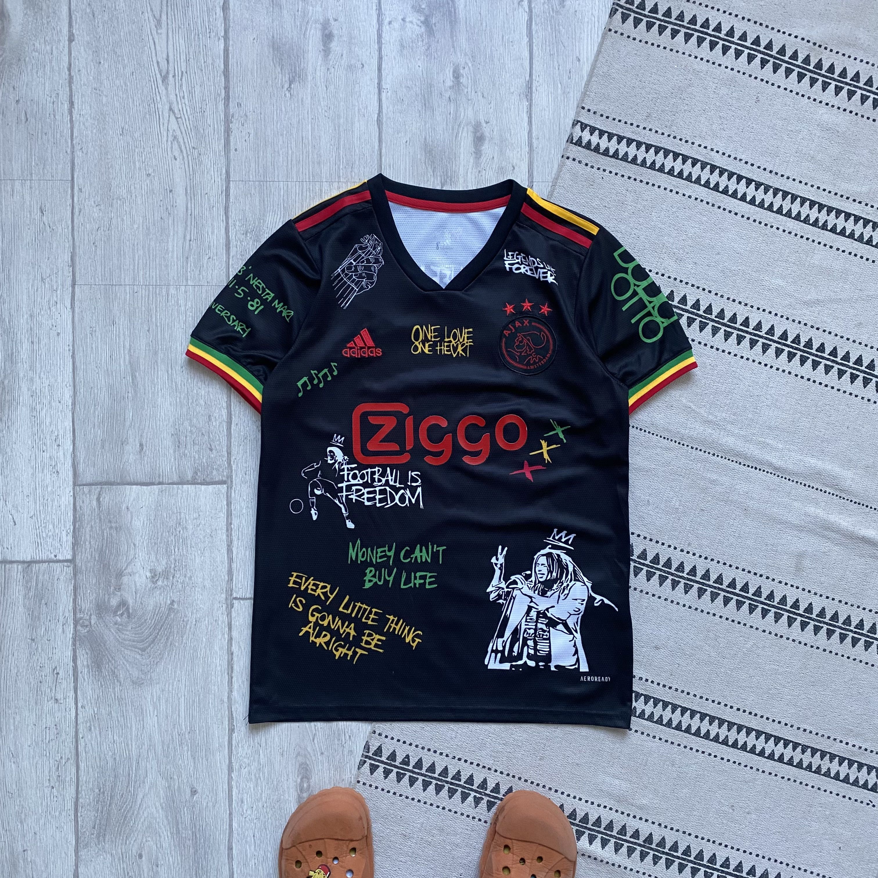 Adidas × Bob Marley ⚽️ Bob Marley Adidas Ajax soccer jersey Blockore Y2K Size US S / EU 44-46 / 1 - 2 Thumbnail