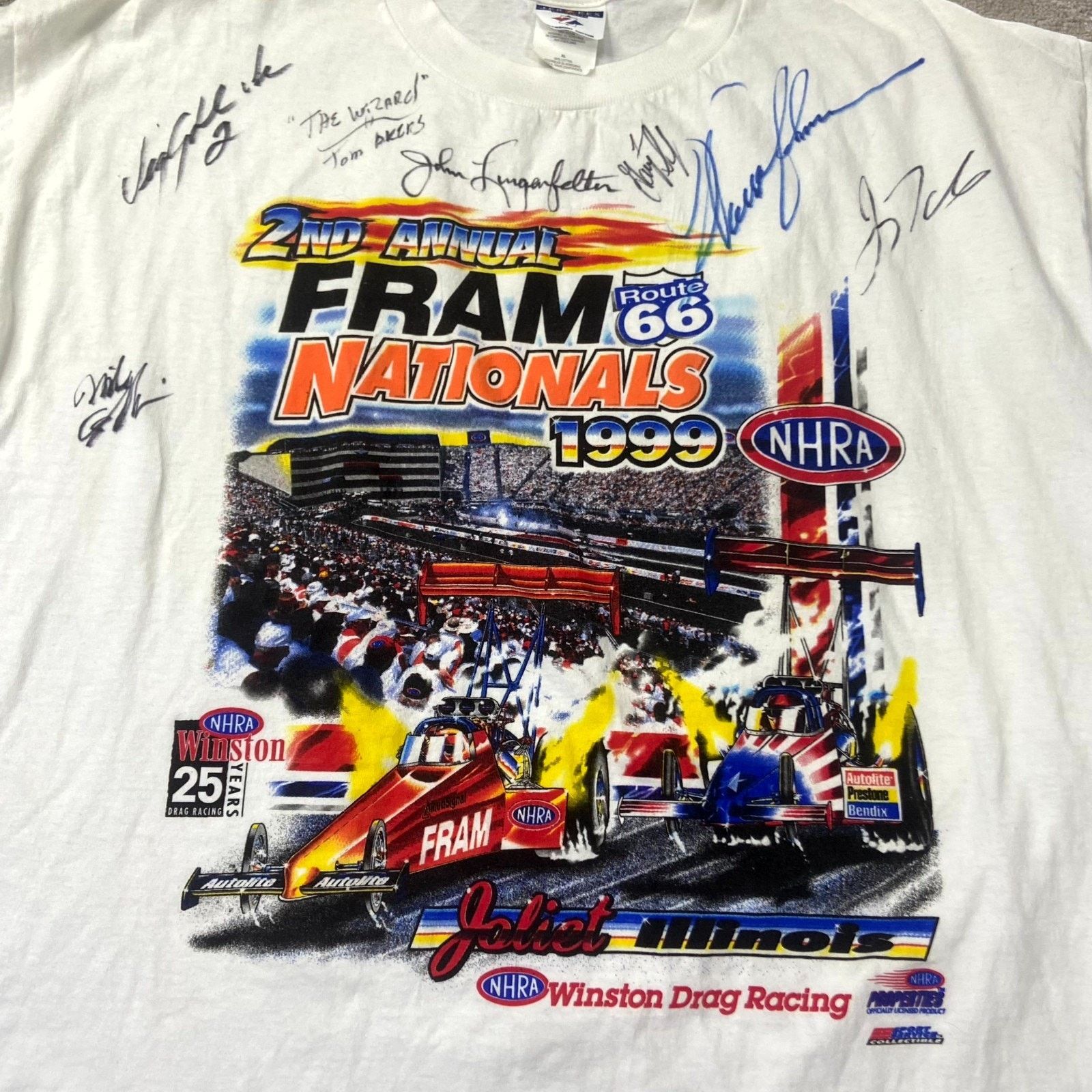 Jerzees VTG NASCAR Y2K T Sz XL 1999 Fram Nationals NHRA Signed Size US XL / EU 56 / 4 - 4 Thumbnail
