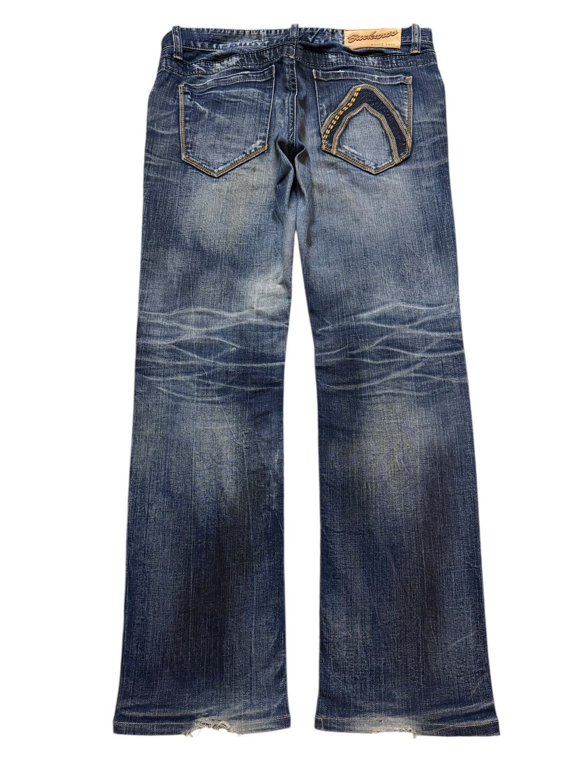 If Six Was Nine Vintage Y2K Buckaro Blue Faded Wash Whisker Distressed Jeans Size US 35 - 2 Thumbnail