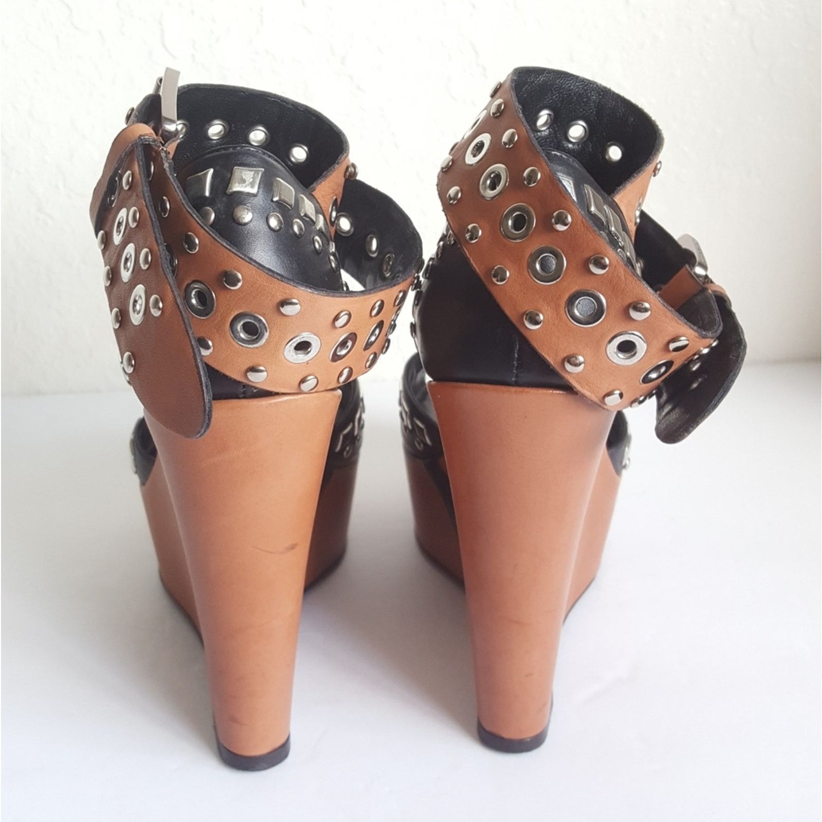 Barbara Bui Barbara Bui Paris Studded Ankle Strap Wedge Platform Leather Size US 6 / IT 36 - 15 Thumbnail