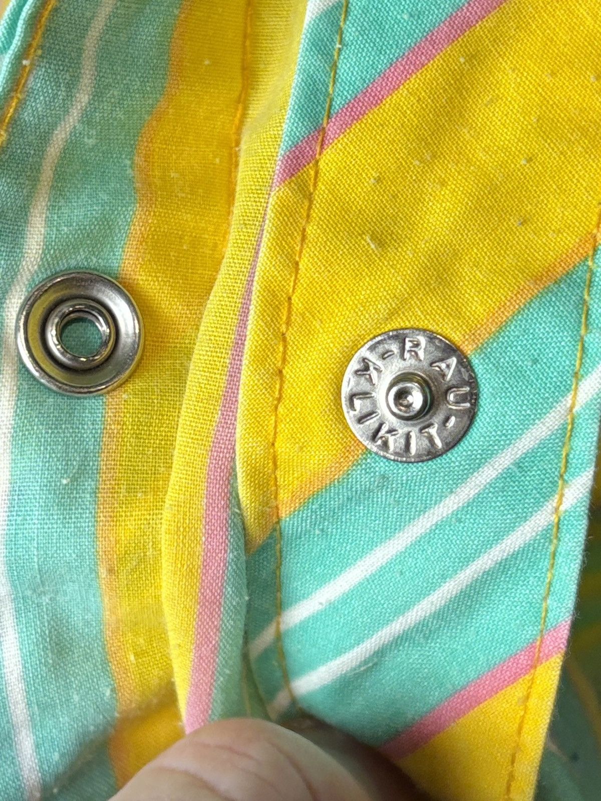 Vintage 1970s Snap Button Dress True Vintage Collared Striped Cotton Size ONE SIZE - 5 Thumbnail