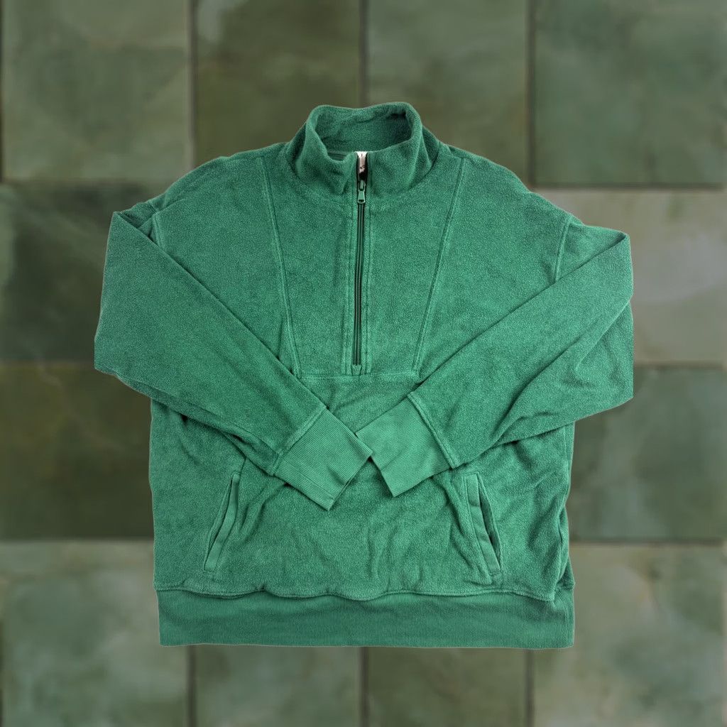 Vintage OFFLINE by Aerie Sweatshirt Womens M Green Terry 1/4 Zip Pockets Pullover Mock Neck Long Sleeve Bagged in Plastic Packaging Size M / US 6-8 / IT 42-44 - 1 Thumbnail